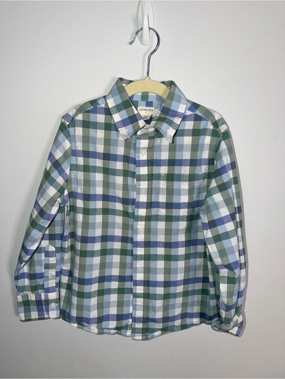 Crewcuts Green, Blue & White Plaid Button-Down Shirt